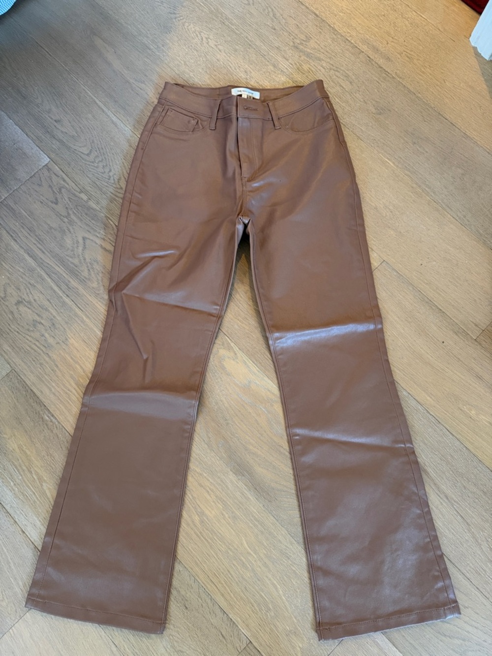 Noli Brown Faux Leather Boot-Cut Pants